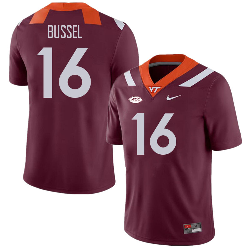 Men #16 Luke Bussel Virginia Tech Hokies College Football Jerseys Stitched Sale-Maroon